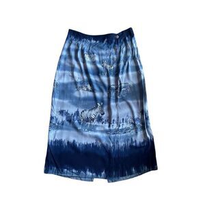 Vintage 90s river chase blue zebra cheetah safari maxi skirt